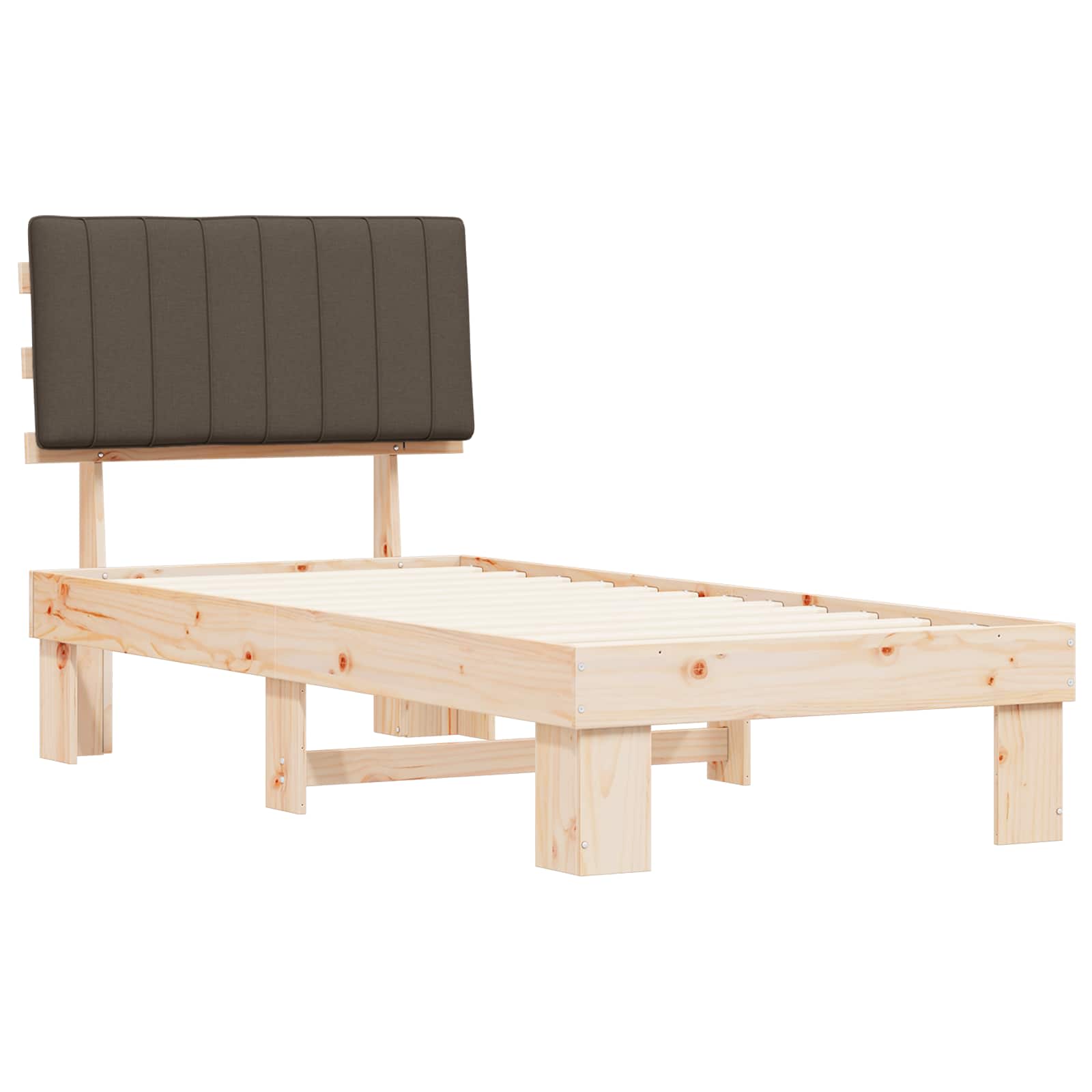 Bettgestell mit gepolstertem Kopfteil Taupe 90 x 200 cm