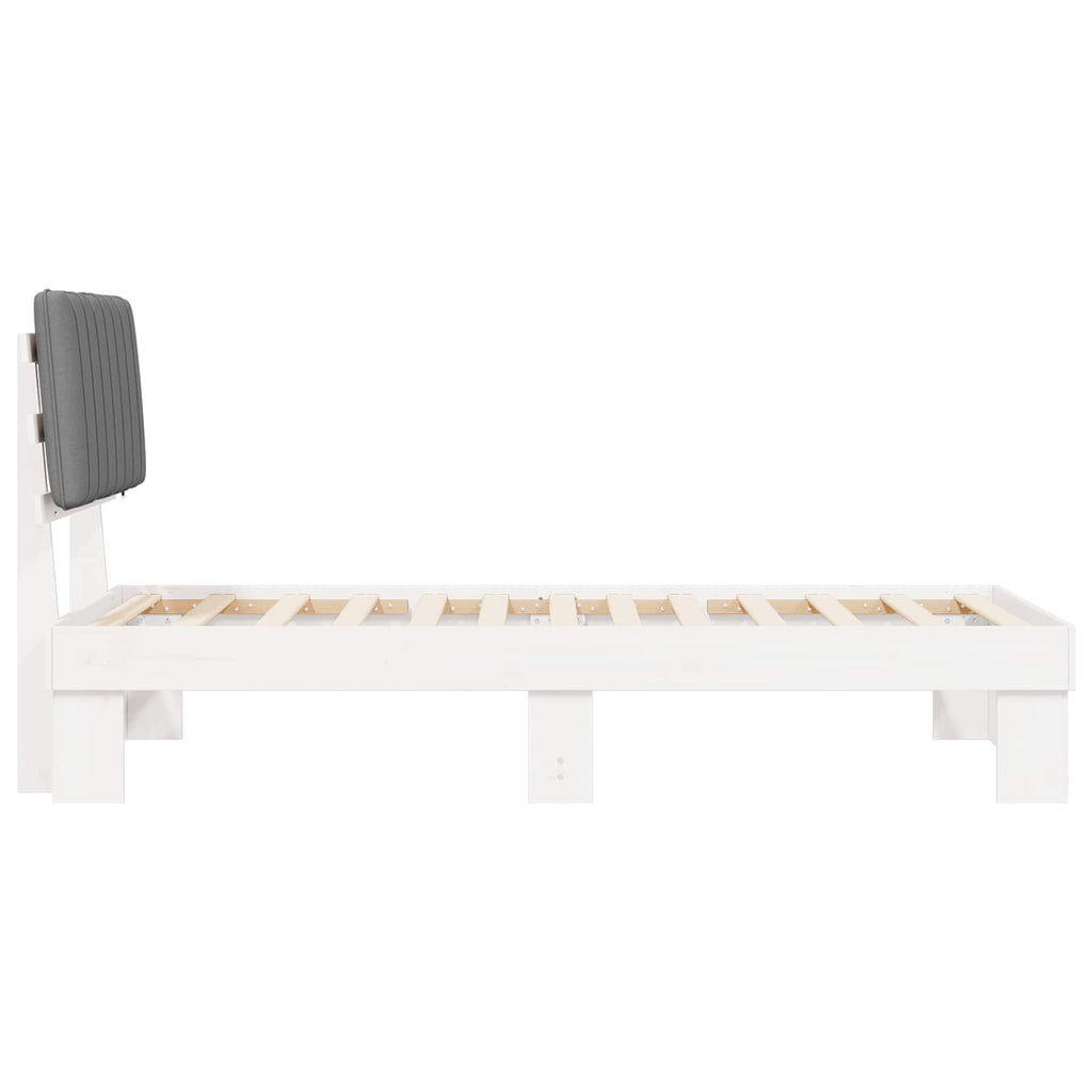 Bettgestell mit gepolstertem Kopfteil Hellgrau 90 x 200 cm