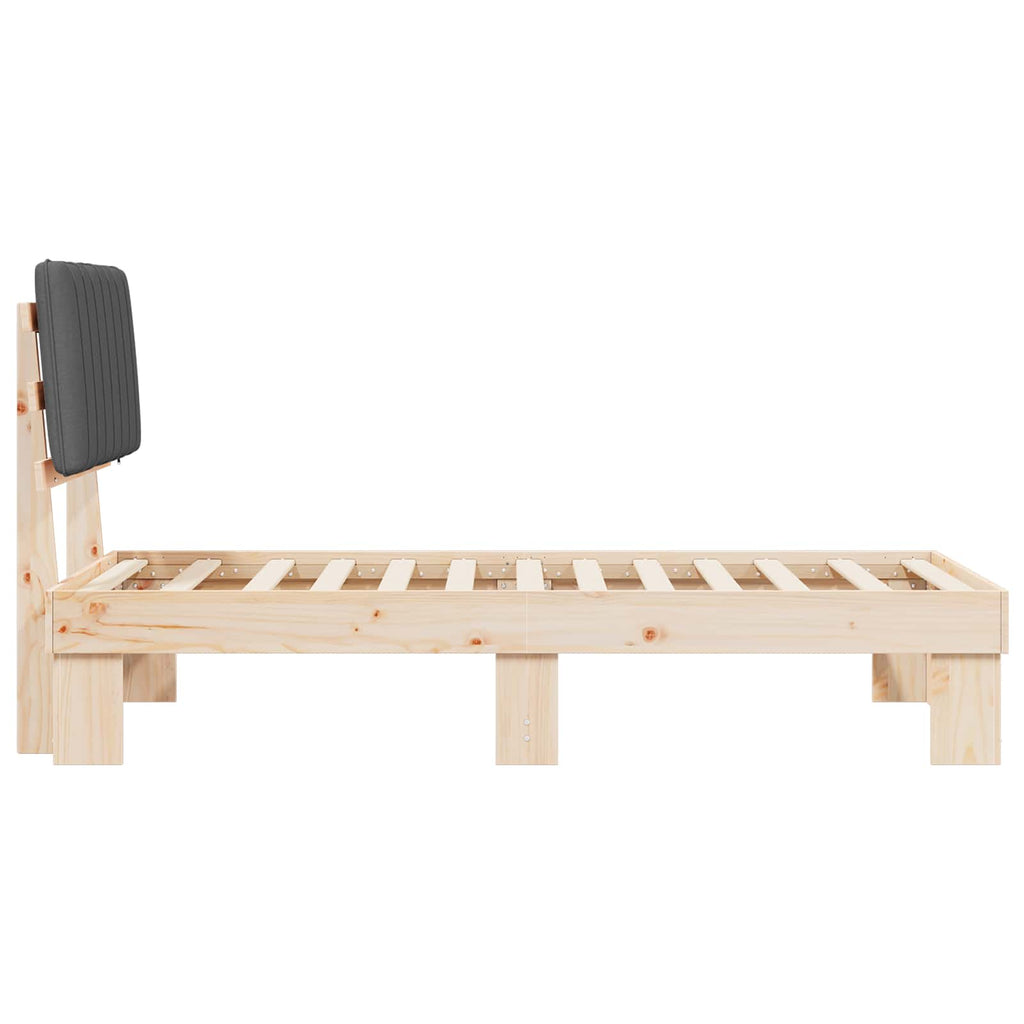 Bettgestell mit gepolstertem Kopfteil Dunkelgrau 90 x 190 cm