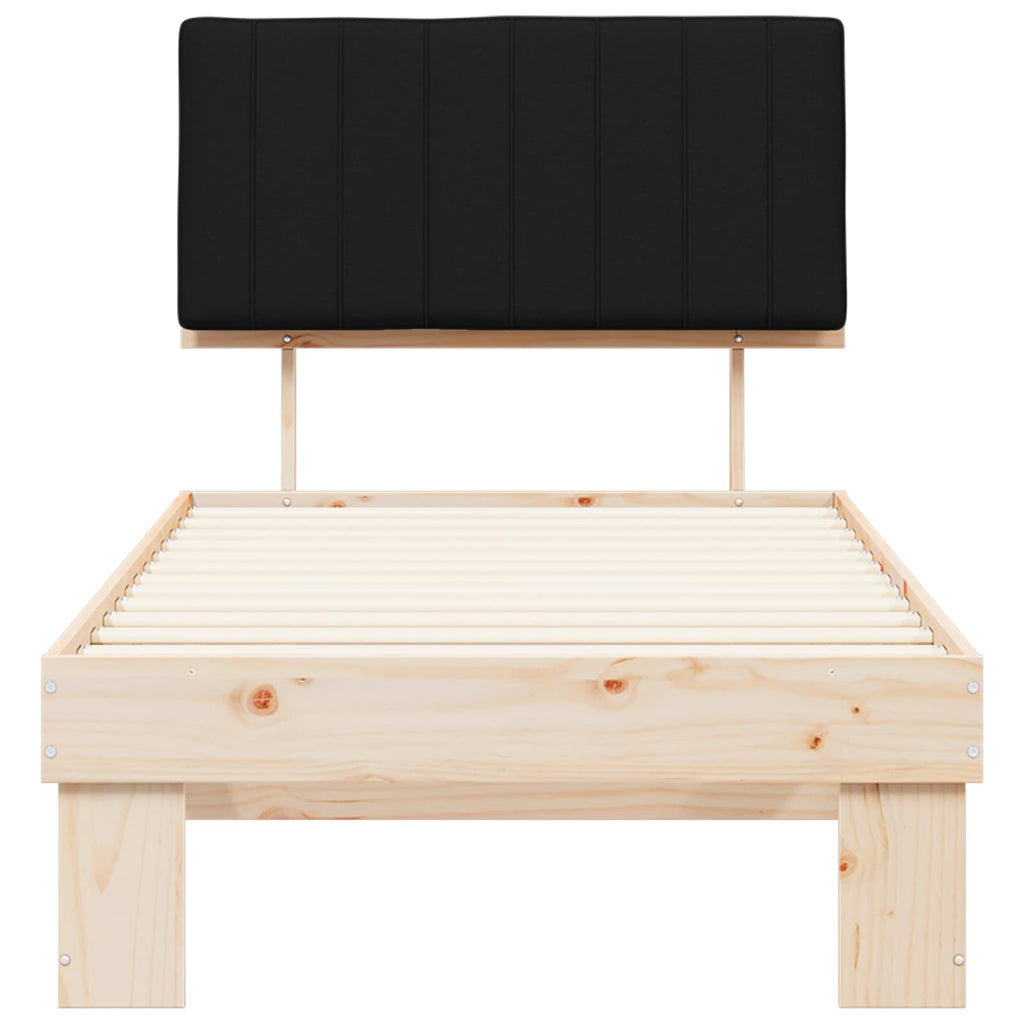 Bettgestell mit gepolstertem Kopfteil Schwarz 90 x 190 cm