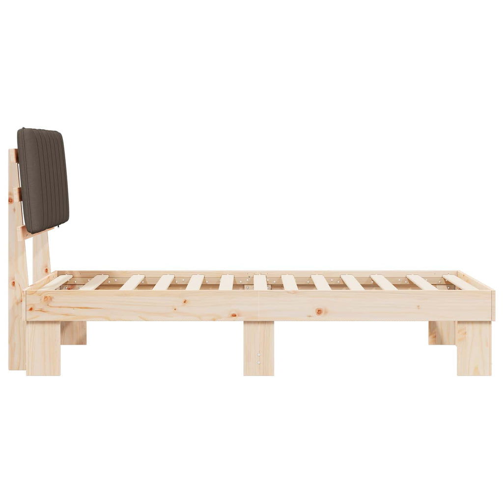 Bettgestell mit gepolstertem Kopfteil Taupe 90 x 190 cm