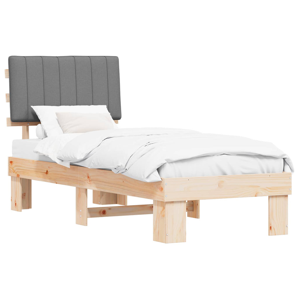 Bettgestell mit gepolstertem Kopfteil Hellgrau 75 x 190 cm