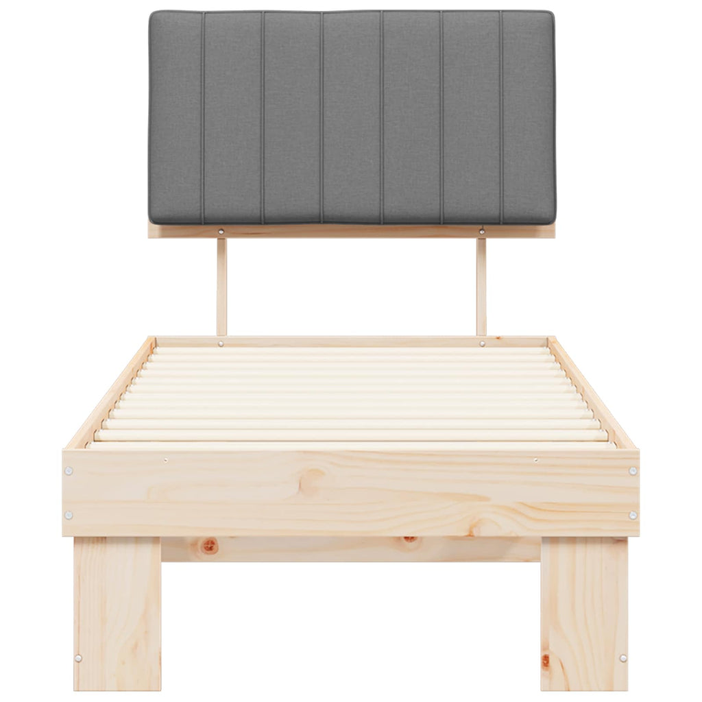 Bettgestell mit gepolstertem Kopfteil Hellgrau 75 x 190 cm