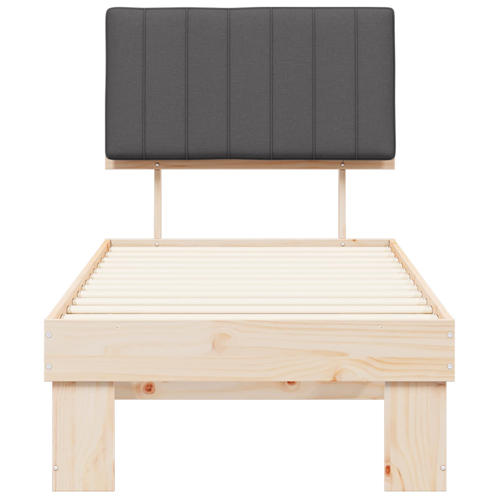 Bettgestell mit gepolstertem Kopfteil Dunkelgrau 75 x 190 cm