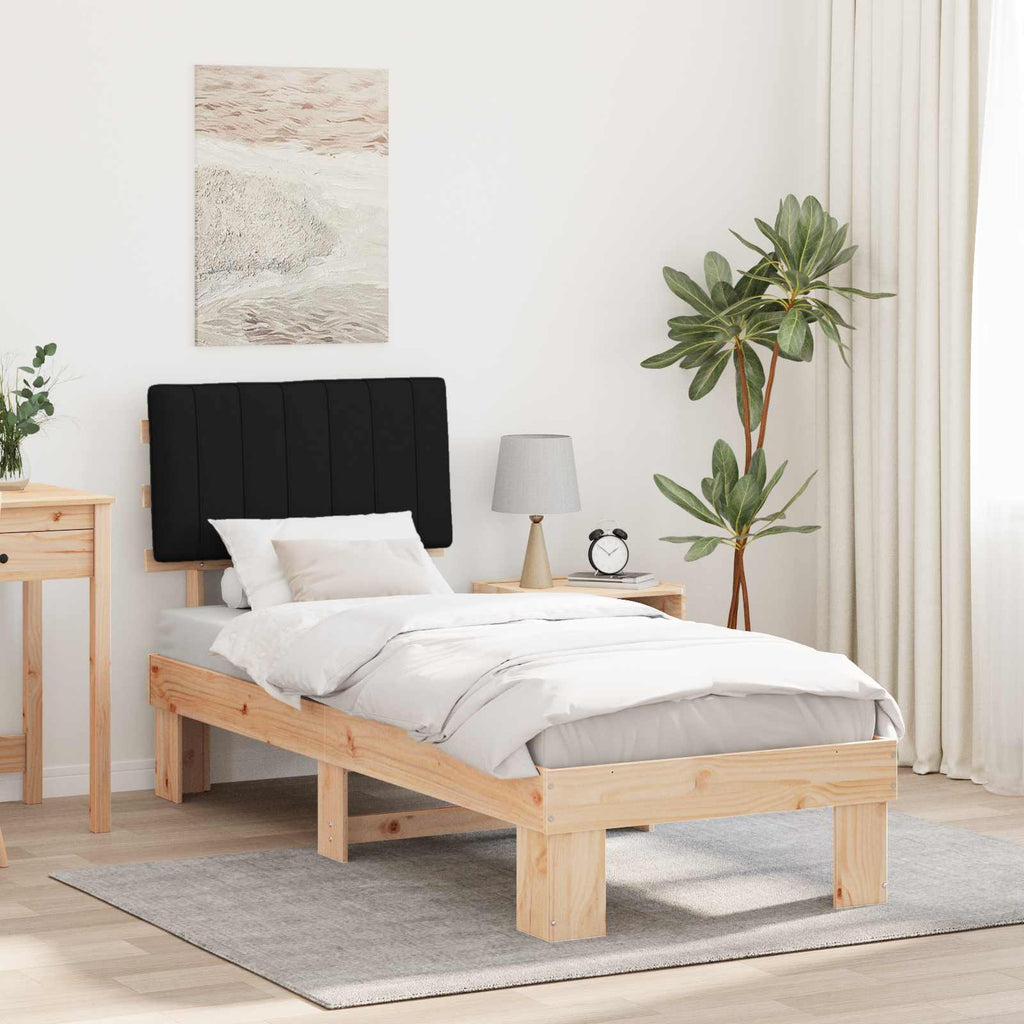 Bettgestell mit gepolstertem Kopfteil Schwarz 75 x 190 cm