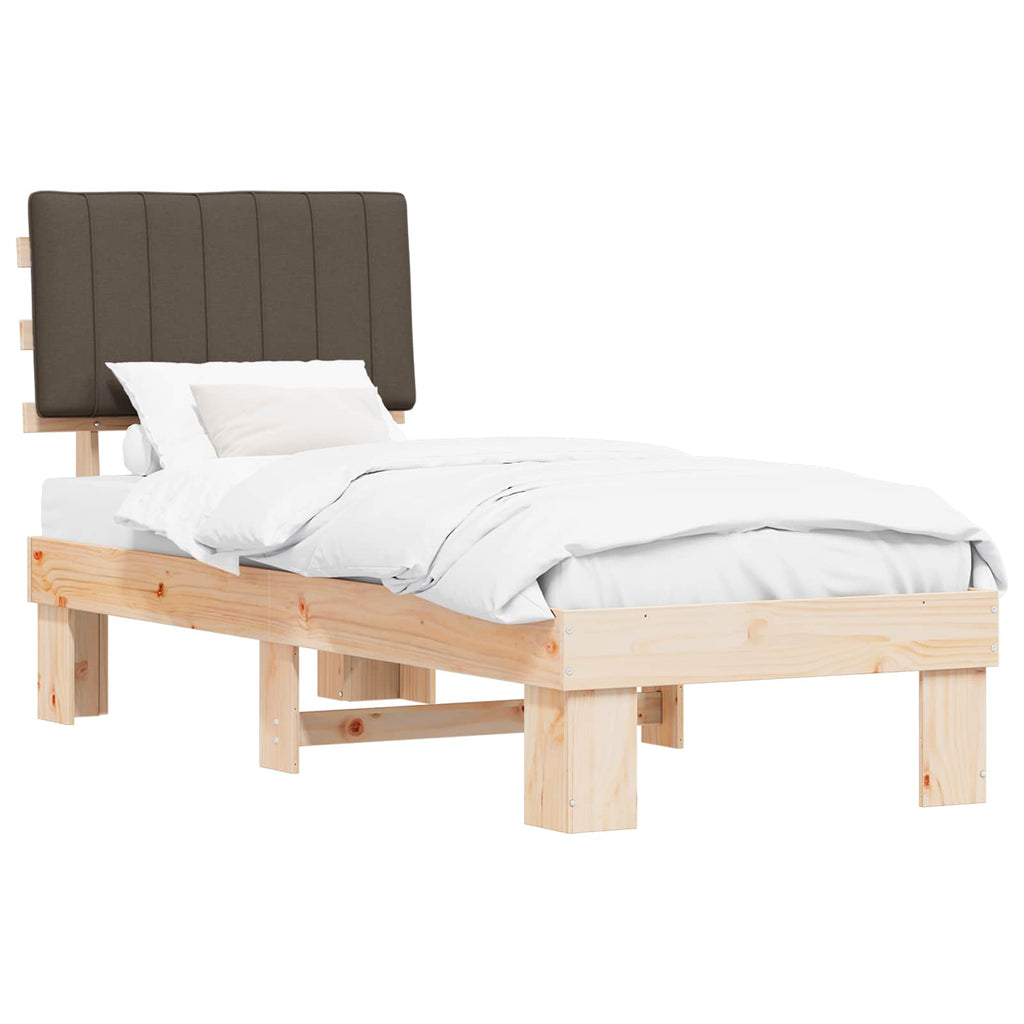 Bettgestell mit gepolstertem Kopfteil Taupe 75 x 190 cm
