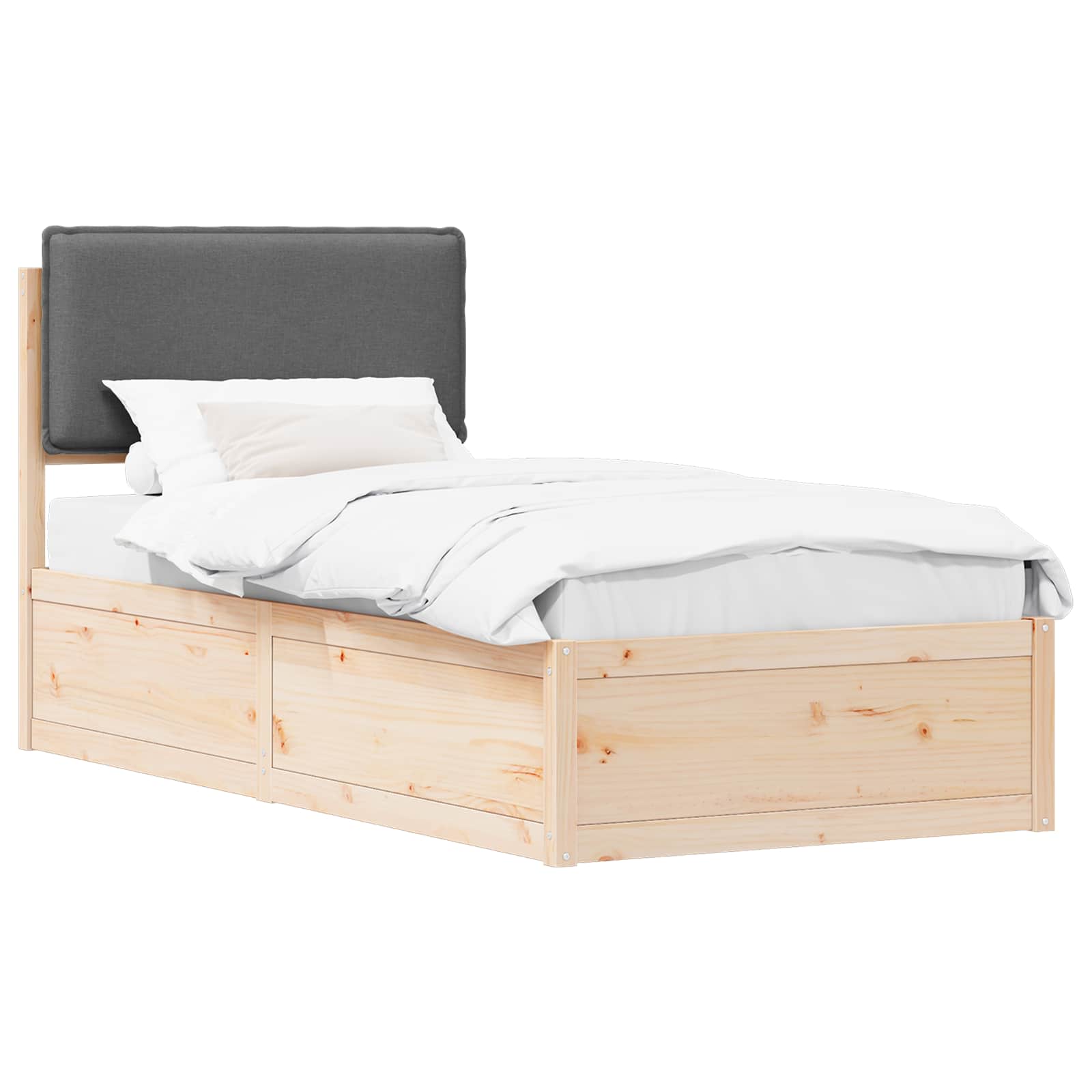 Bettgestell mit gepolstertem Kopfteil Dunkelgrau 90 x 200 cm