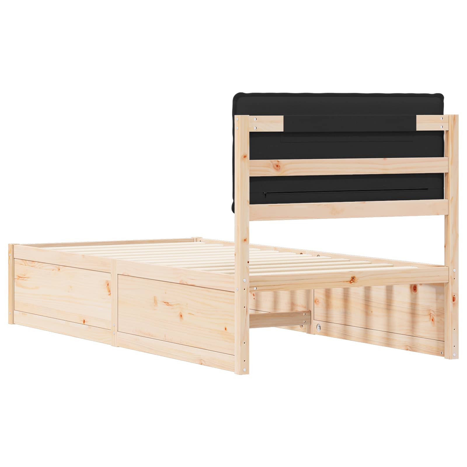 Bettgestell mit gepolstertem Kopfteil Schwarz 80 x 200 cm