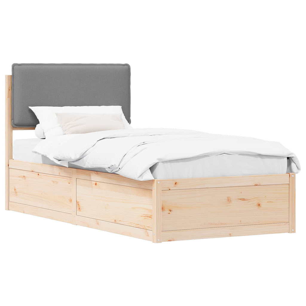 Bettgestell mit gepolstertem Kopfteil Hellgrau 90 x 190 cm