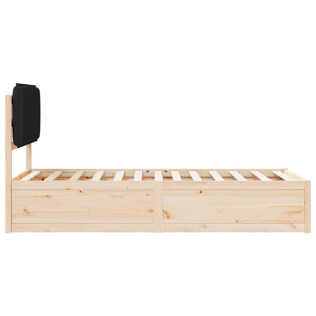 Bettgestell mit gepolstertem Kopfteil Schwarz 90 x 190 cm