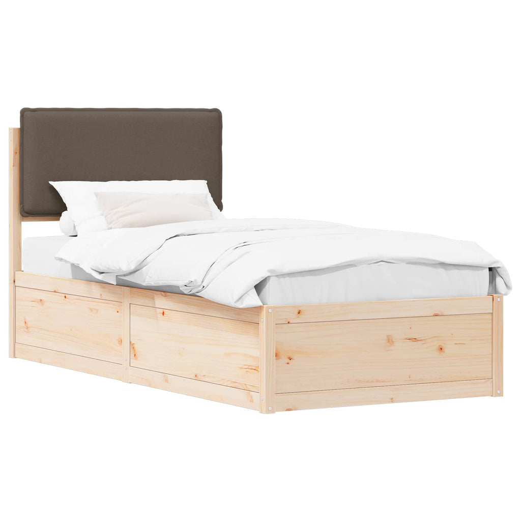 Bettgestell mit gepolstertem Kopfteil Taupe 90 x 190 cm