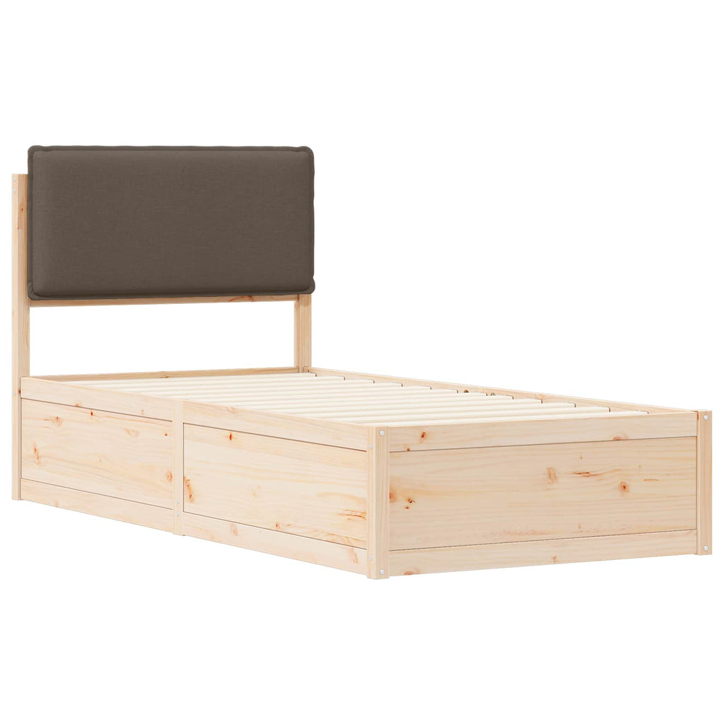 Bettgestell mit gepolstertem Kopfteil Taupe 90 x 190 cm