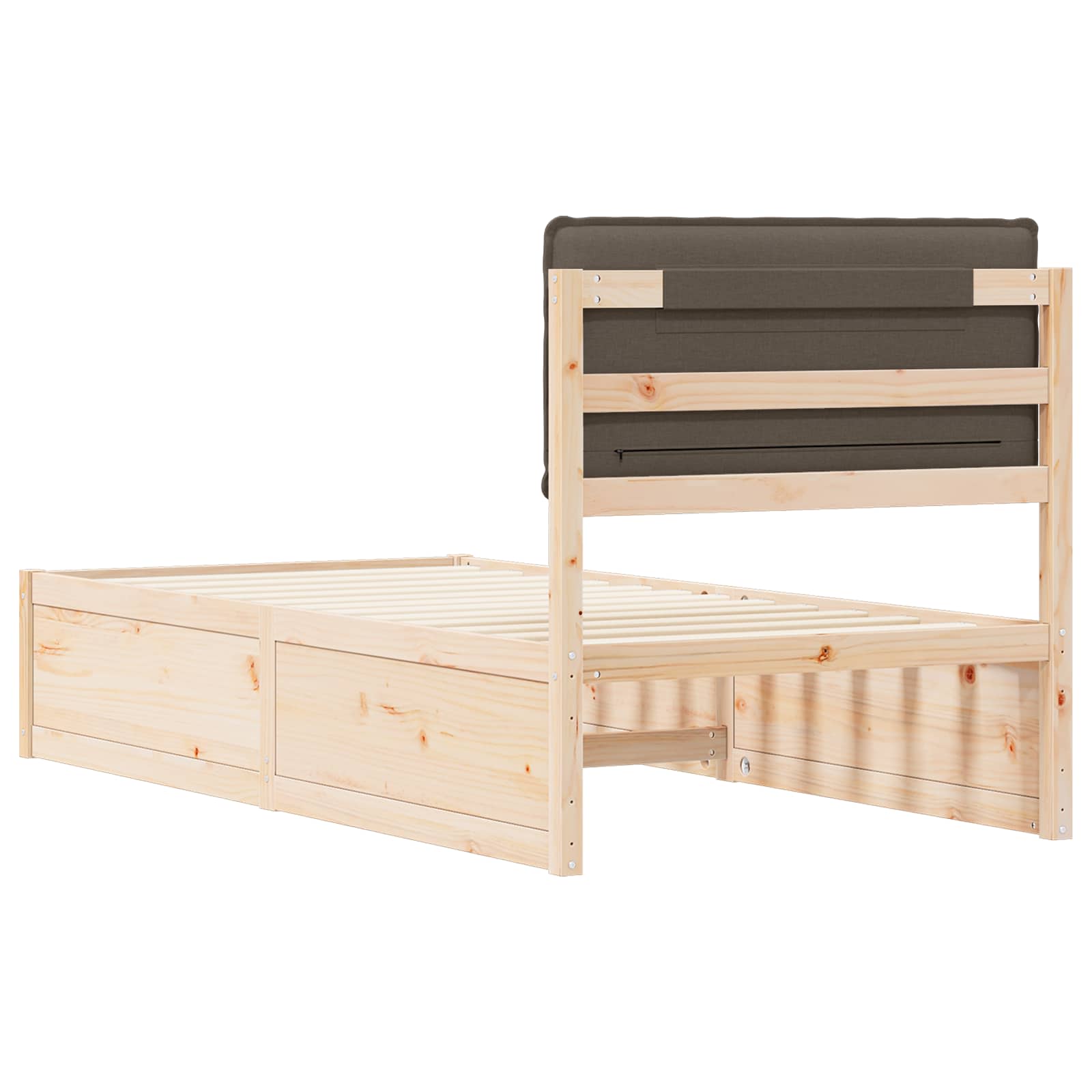 Bettgestell mit gepolstertem Kopfteil Taupe 90 x 190 cm