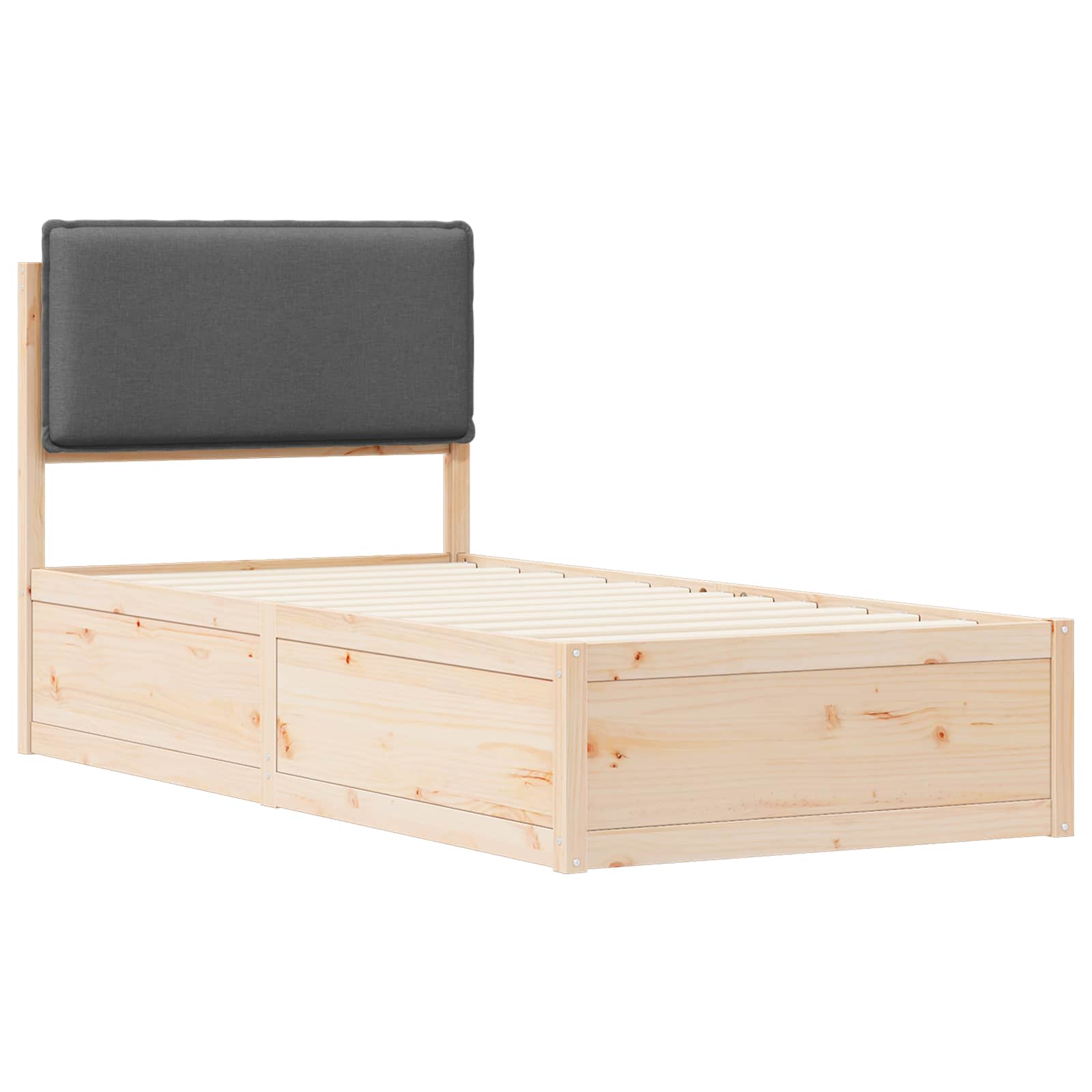 Bettgestell mit gepolstertem Kopfteil Dunkelgrau 75 x 190 cm