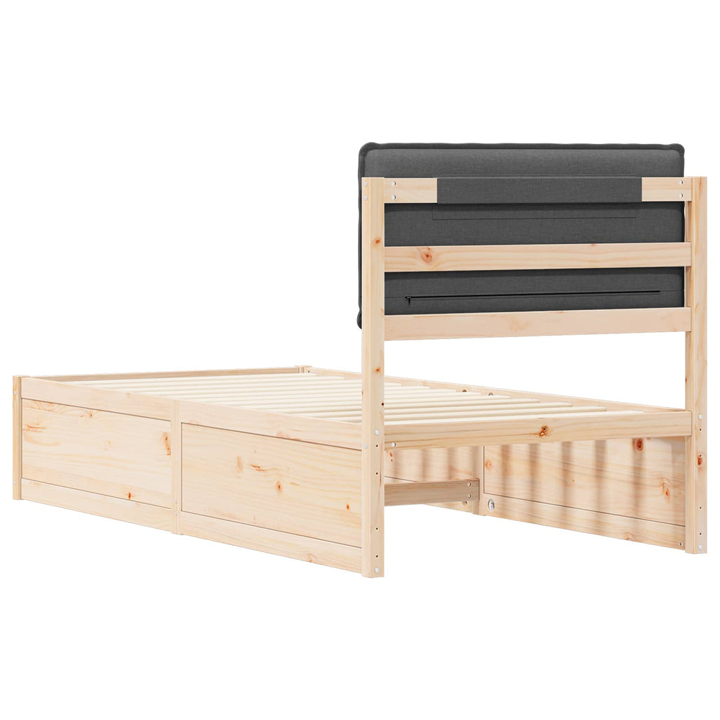 Bettgestell mit gepolstertem Kopfteil Dunkelgrau 75 x 190 cm