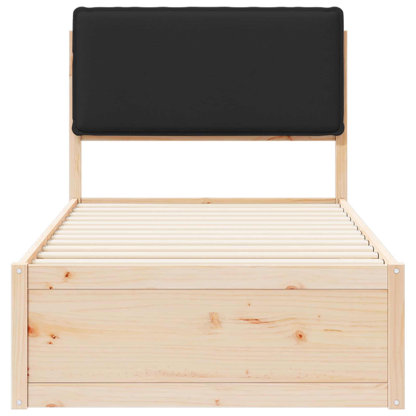 Bettgestell mit gepolstertem Kopfteil Schwarz 75 x 190 cm