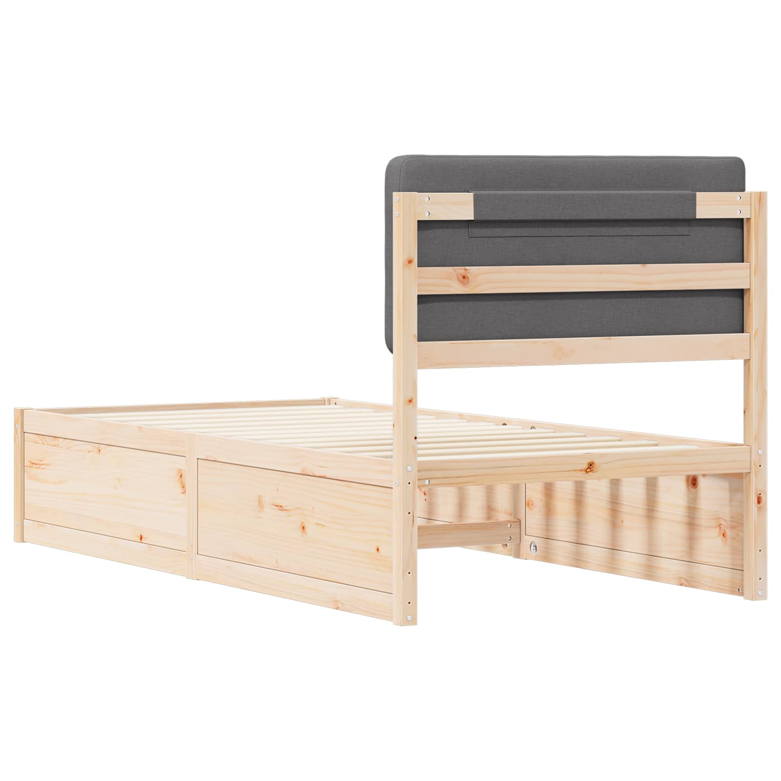 Bettgestell mit gepolstertem Kopfteil Dunkelgrau 100 x 200 cm
