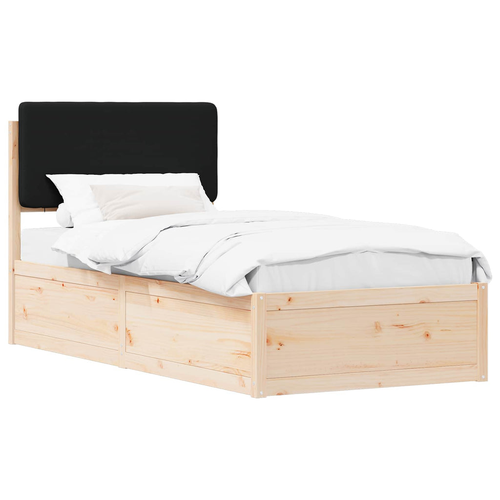 Bettgestell mit gepolstertem Kopfteil Schwarz 100 x 200 cm