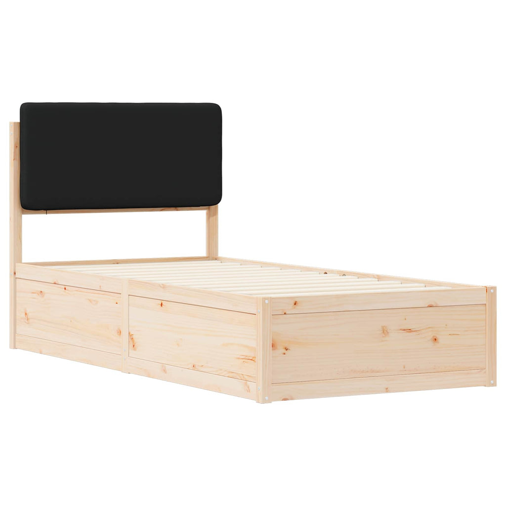 Bettgestell mit gepolstertem Kopfteil Schwarz 100 x 200 cm