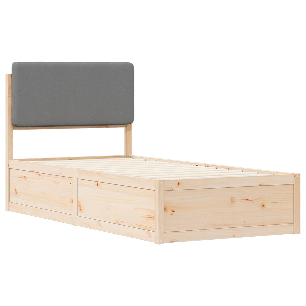 Bettgestell mit gepolstertem Kopfteil Hellgrau 90 x 200 cm