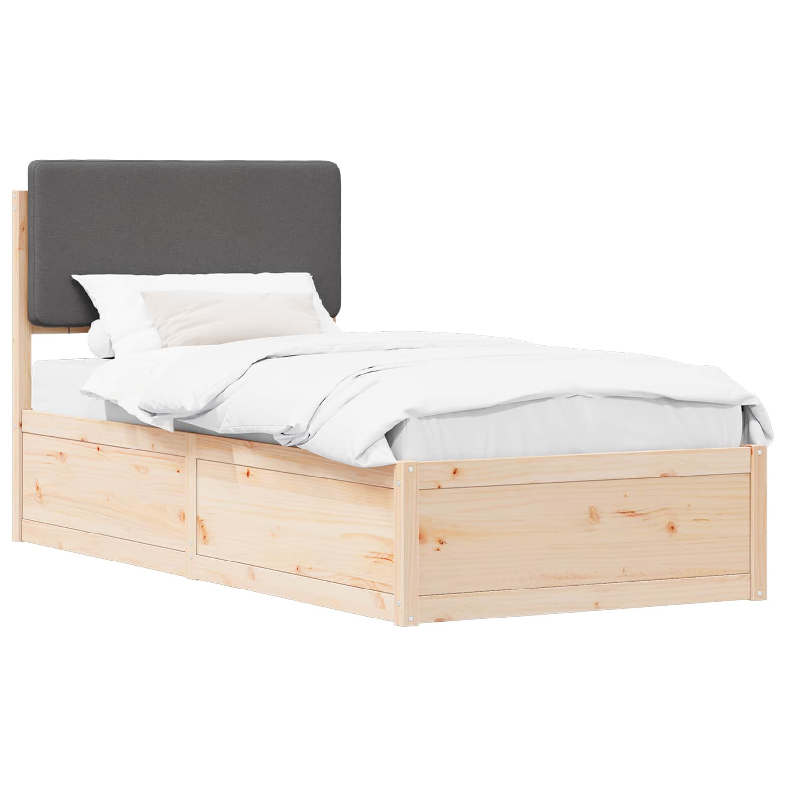 Bettgestell mit gepolstertem Kopfteil Dunkelgrau 90 x 200 cm