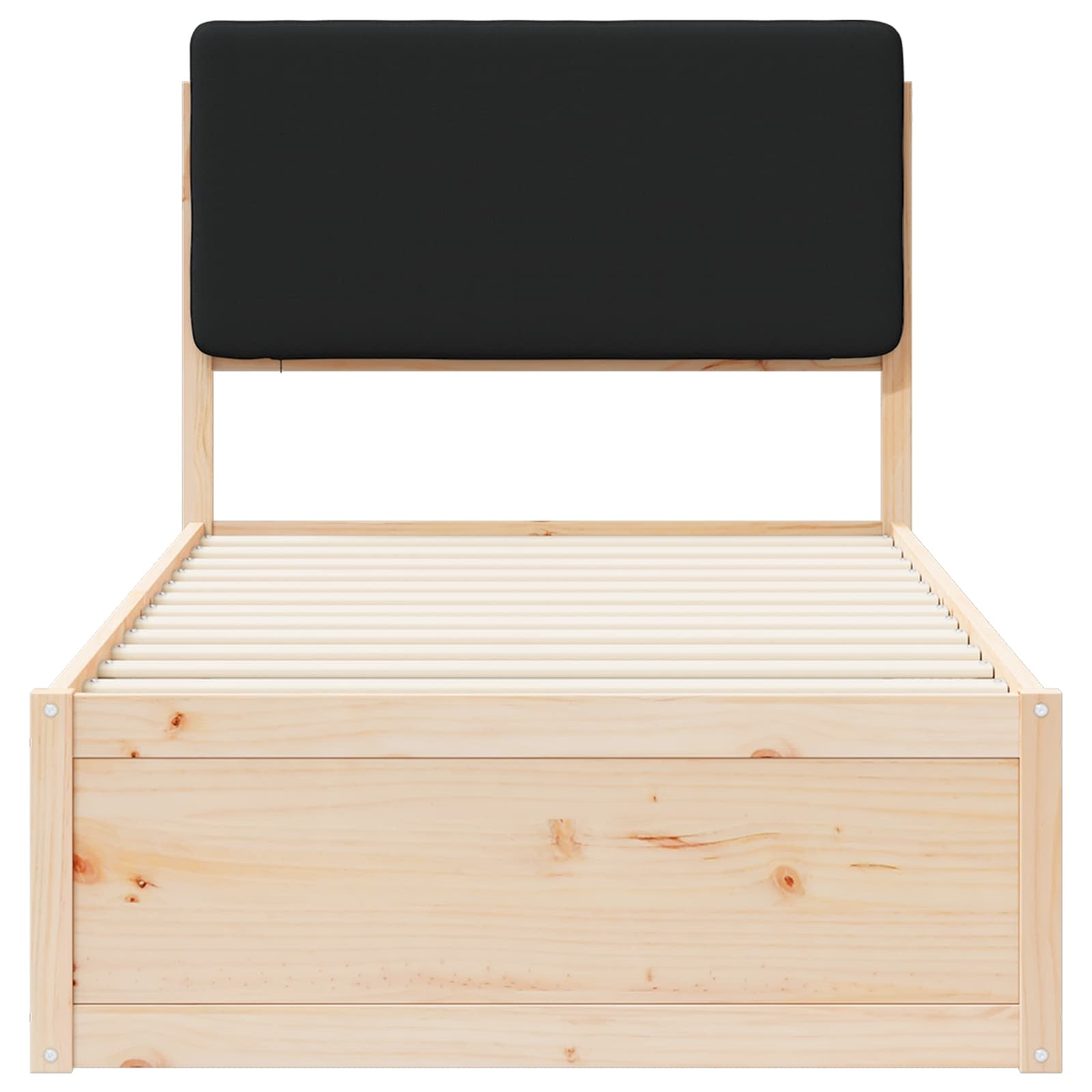 Bettgestell mit gepolstertem Kopfteil Schwarz 90 x 200 cm