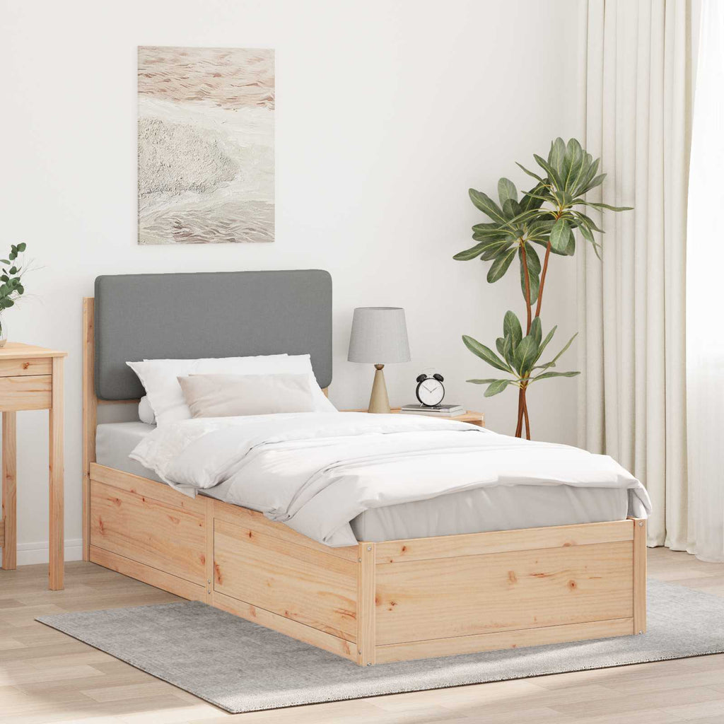 Bettgestell mit gepolstertem Kopfteil Hellgrau 75 x 190 cm