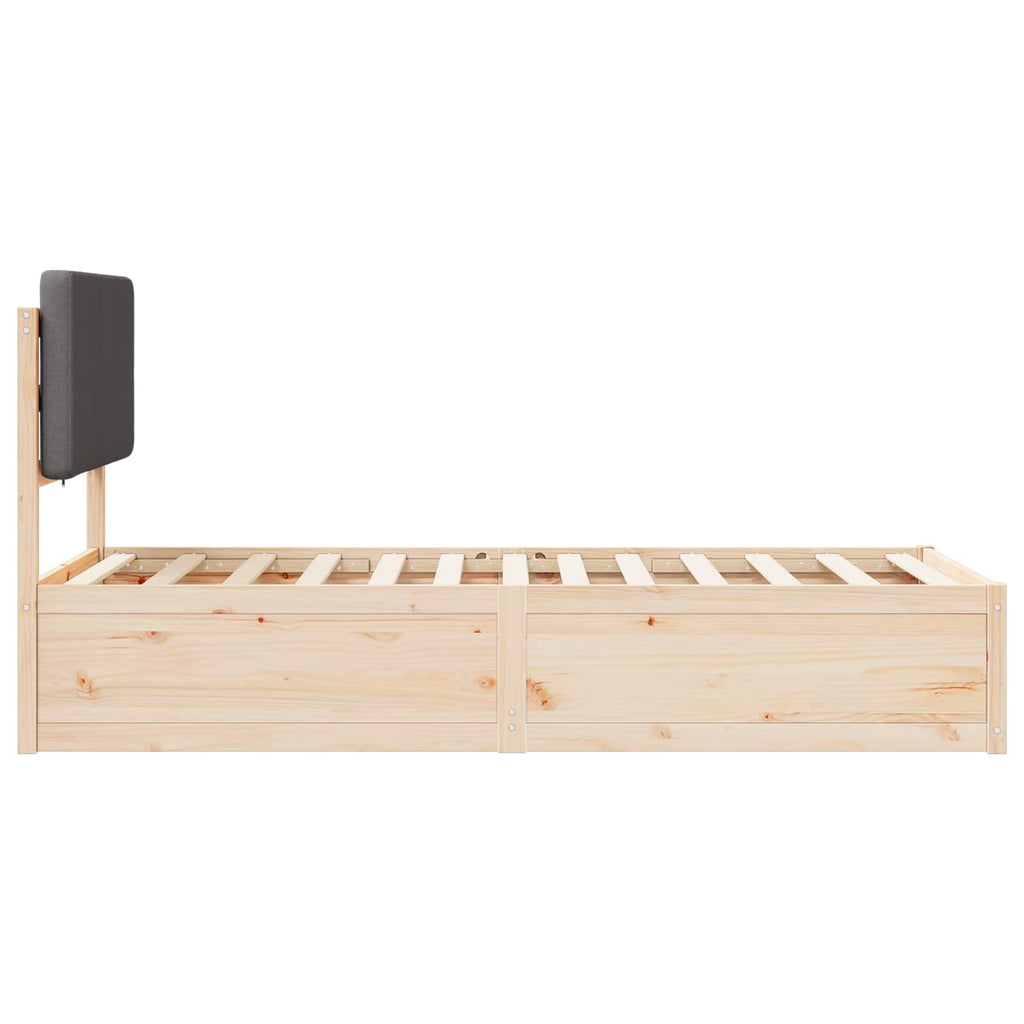 Bettgestell mit gepolstertem Kopfteil Dunkelgrau 75 x 190 cm