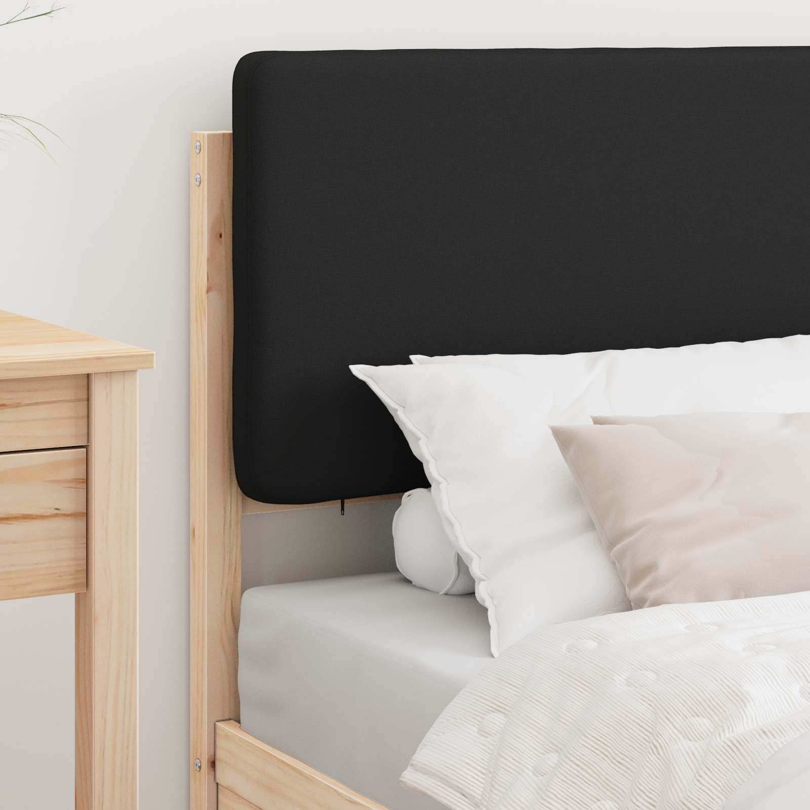 Bettgestell mit gepolstertem Kopfteil Schwarz 75 x 190 cm