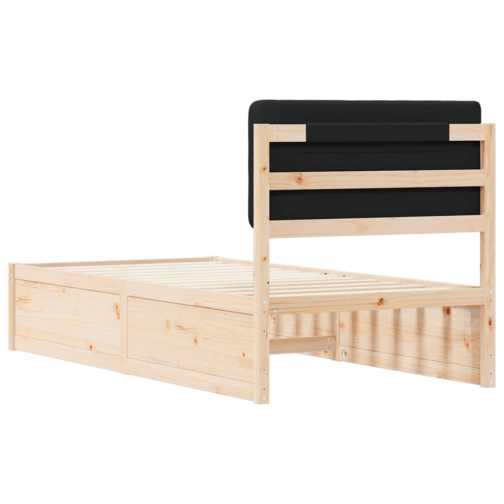 Bettgestell mit gepolstertem Kopfteil Schwarz 75 x 190 cm