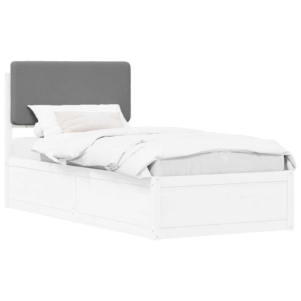 Bettgestell mit gepolstertem Kopfteil Hellgrau 75 x 190 cm