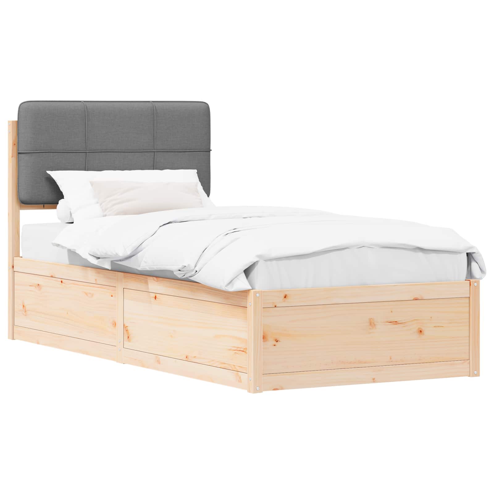 Bettgestell mit gepolstertem Kopfteil Hellgrau 100 x 200 cm