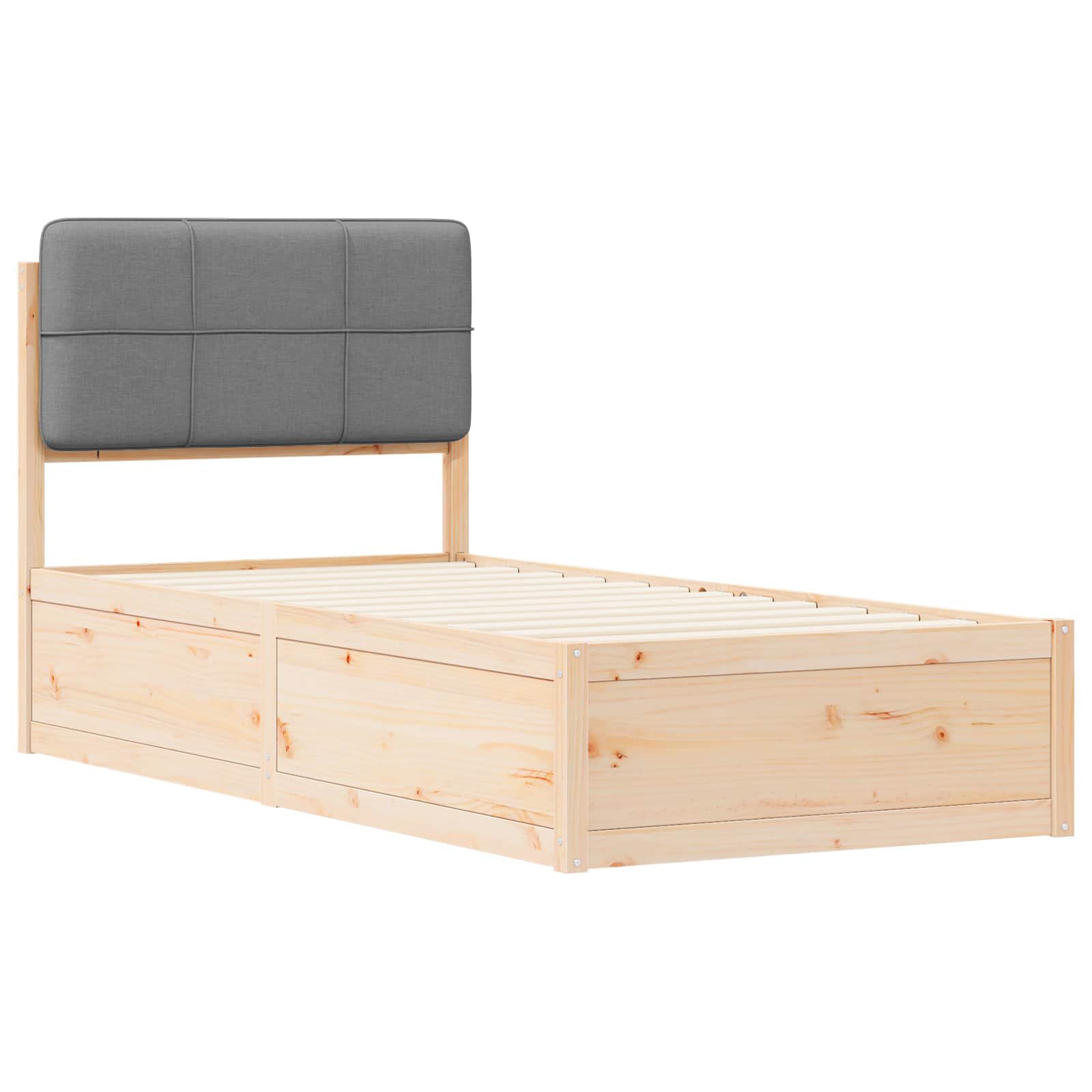 Bettgestell mit gepolstertem Kopfteil Hellgrau 100 x 200 cm