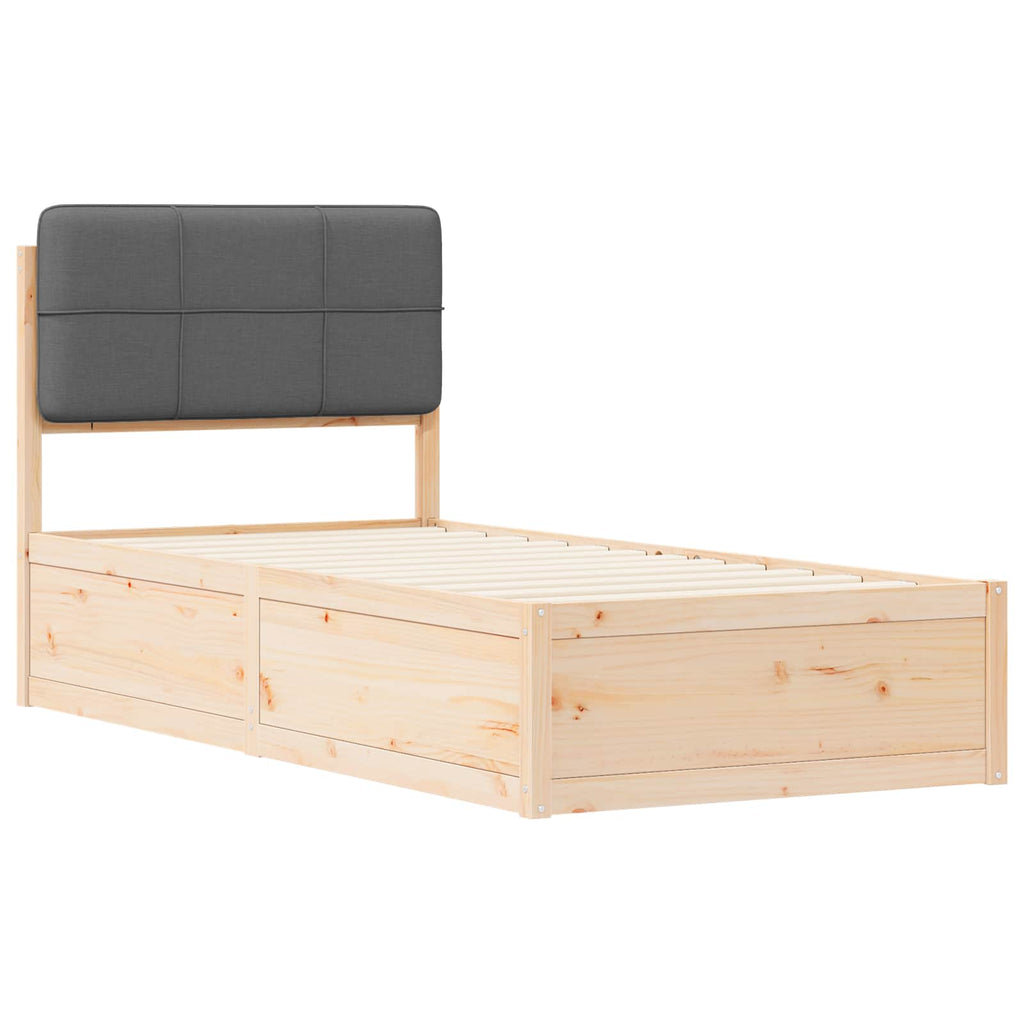 Bettgestell mit gepolstertem Kopfteil Dunkelgrau 100 x 200 cm