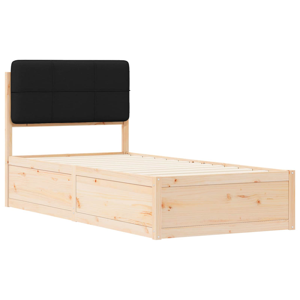 Bettgestell mit gepolstertem Kopfteil Schwarz 100 x 200 cm