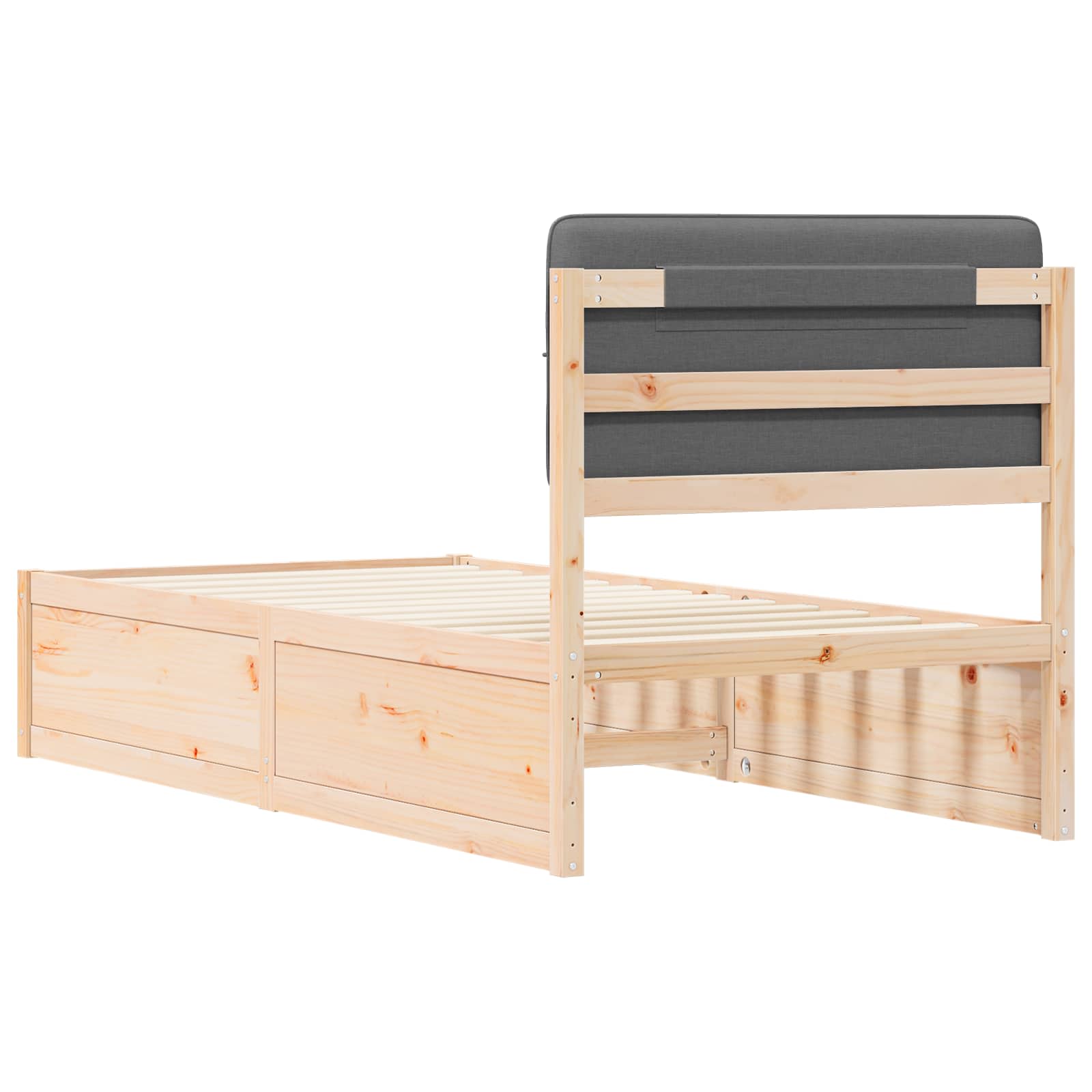 Bettgestell mit gepolstertem Kopfteil Dunkelgrau 80 x 200 cm