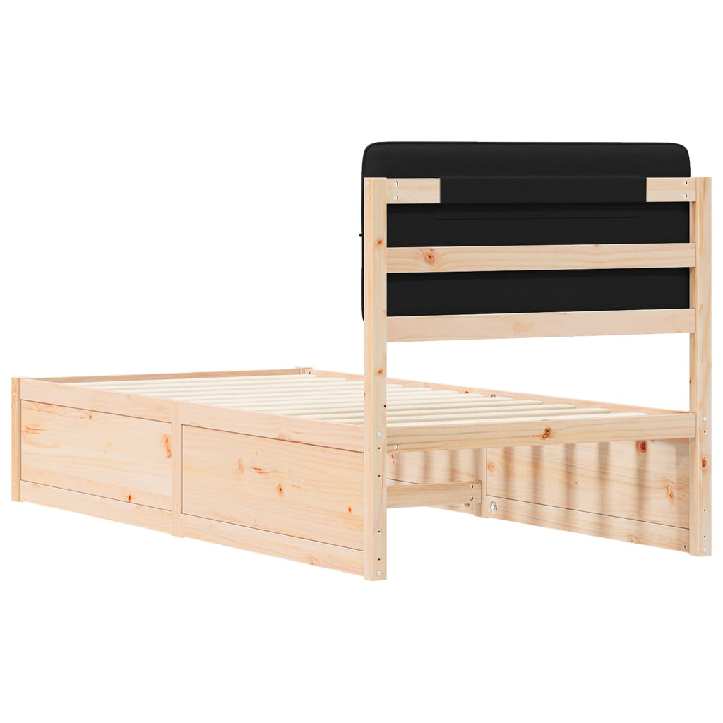 Bettgestell mit gepolstertem Kopfteil Schwarz 80 x 200 cm