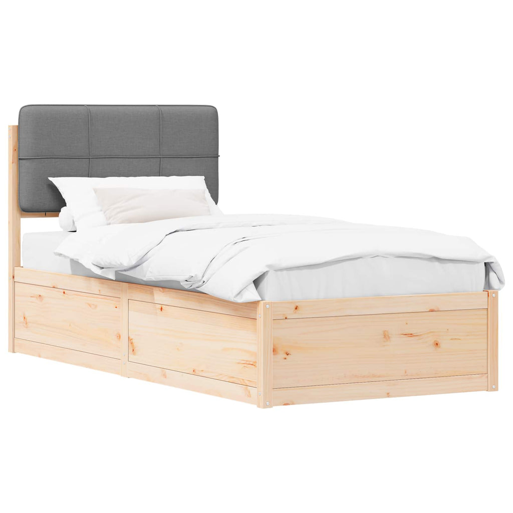 Bettgestell mit gepolstertem Kopfteil Hellgrau 90 x 190 cm