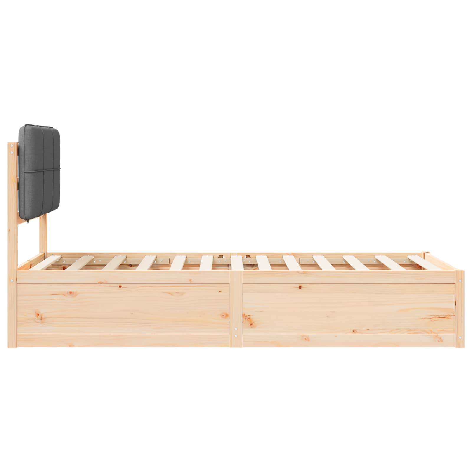 Bettgestell mit gepolstertem Kopfteil Dunkelgrau 90 x 190 cm
