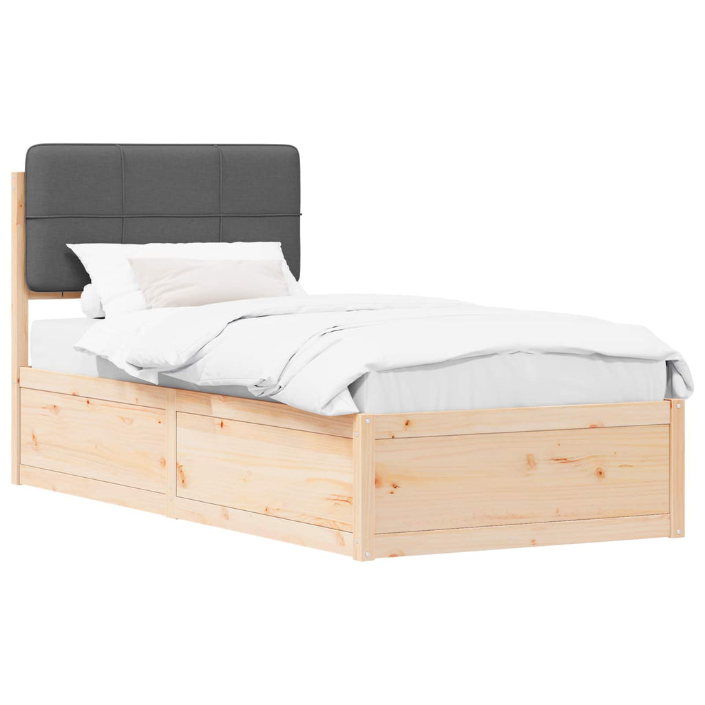 Bettgestell mit gepolstertem Kopfteil Dunkelgrau 75 x 190 cm