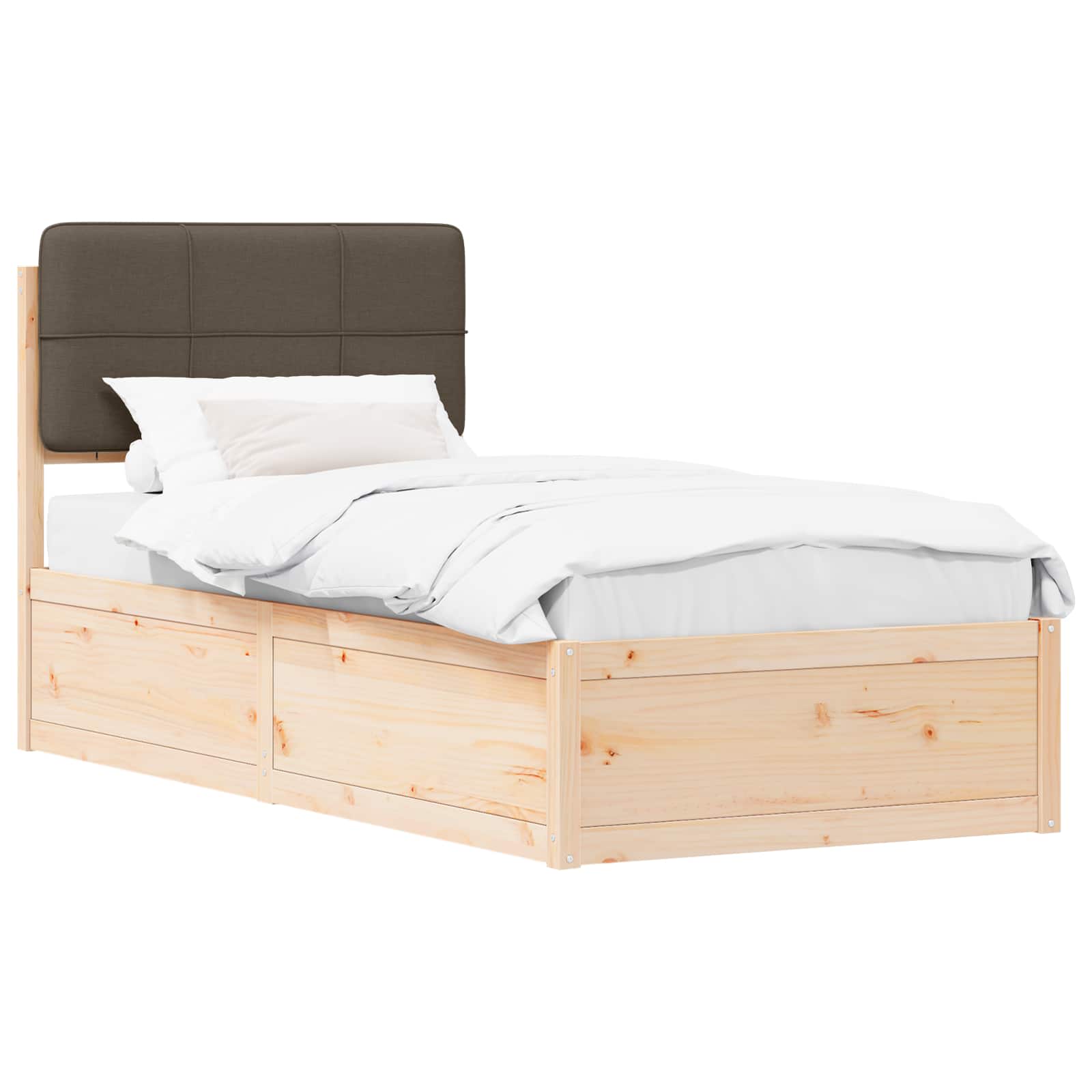 Bettgestell mit gepolstertem Kopfteil Taupe 75 x 190 cm