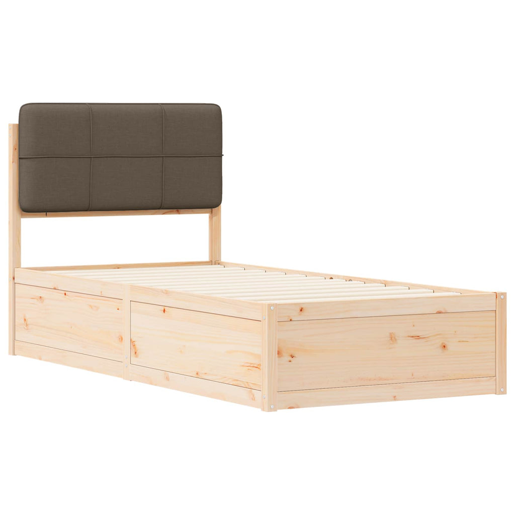 Bettgestell mit gepolstertem Kopfteil Taupe 75 x 190 cm