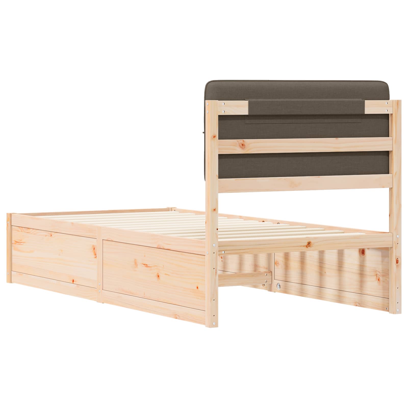 Bettgestell mit gepolstertem Kopfteil Taupe 75 x 190 cm