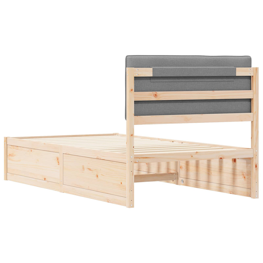 Bettgestell mit gepolstertem Kopfteil Hellgrau 100 x 200 cm