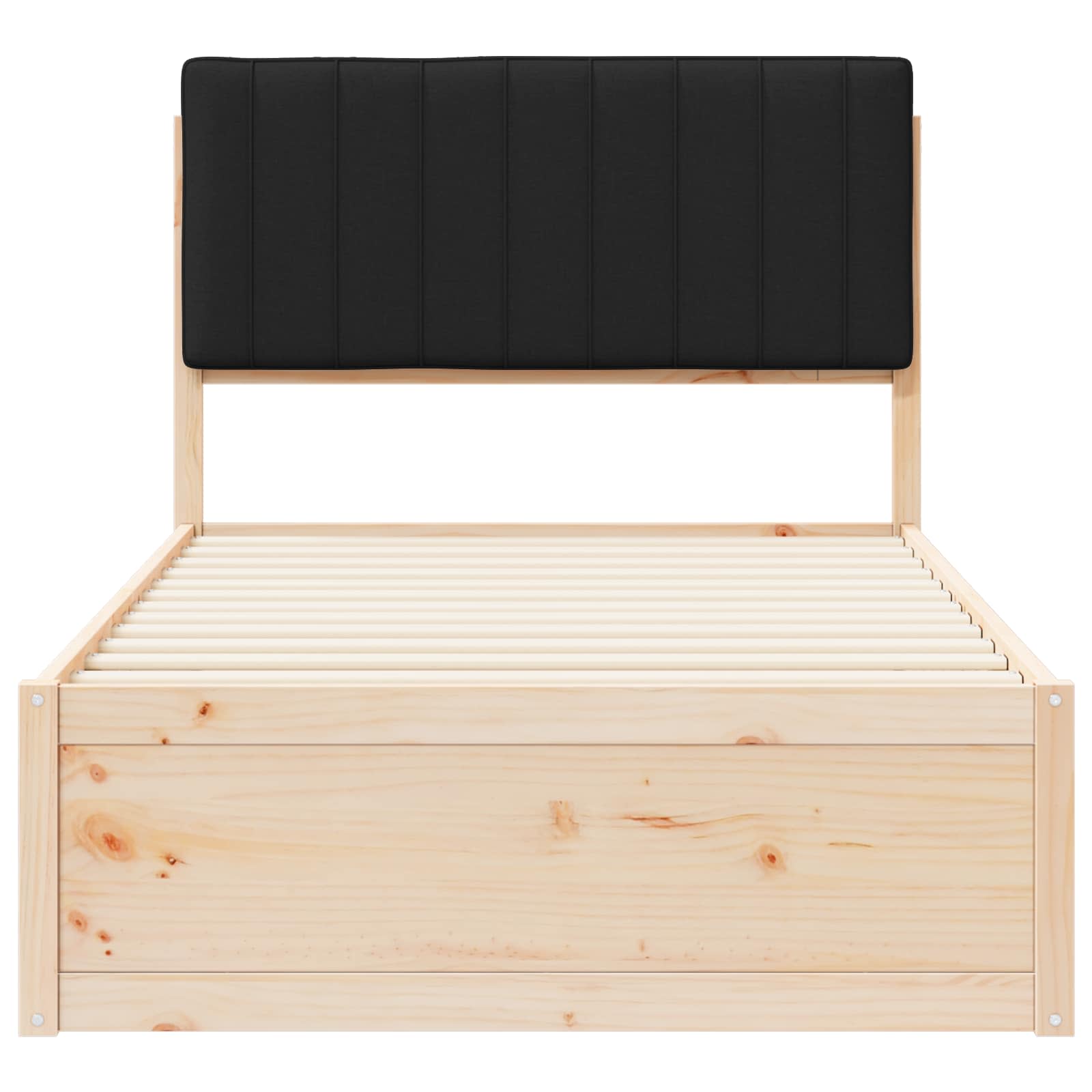 Bettgestell mit gepolstertem Kopfteil Schwarz 100 x 200 cm