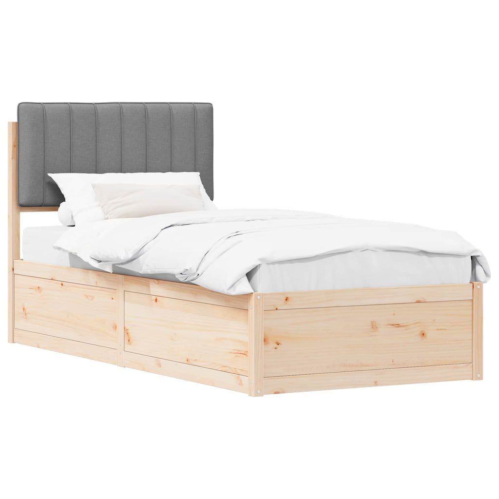 Bettgestell mit gepolstertem Kopfteil Hellgrau 90 x 200 cm
