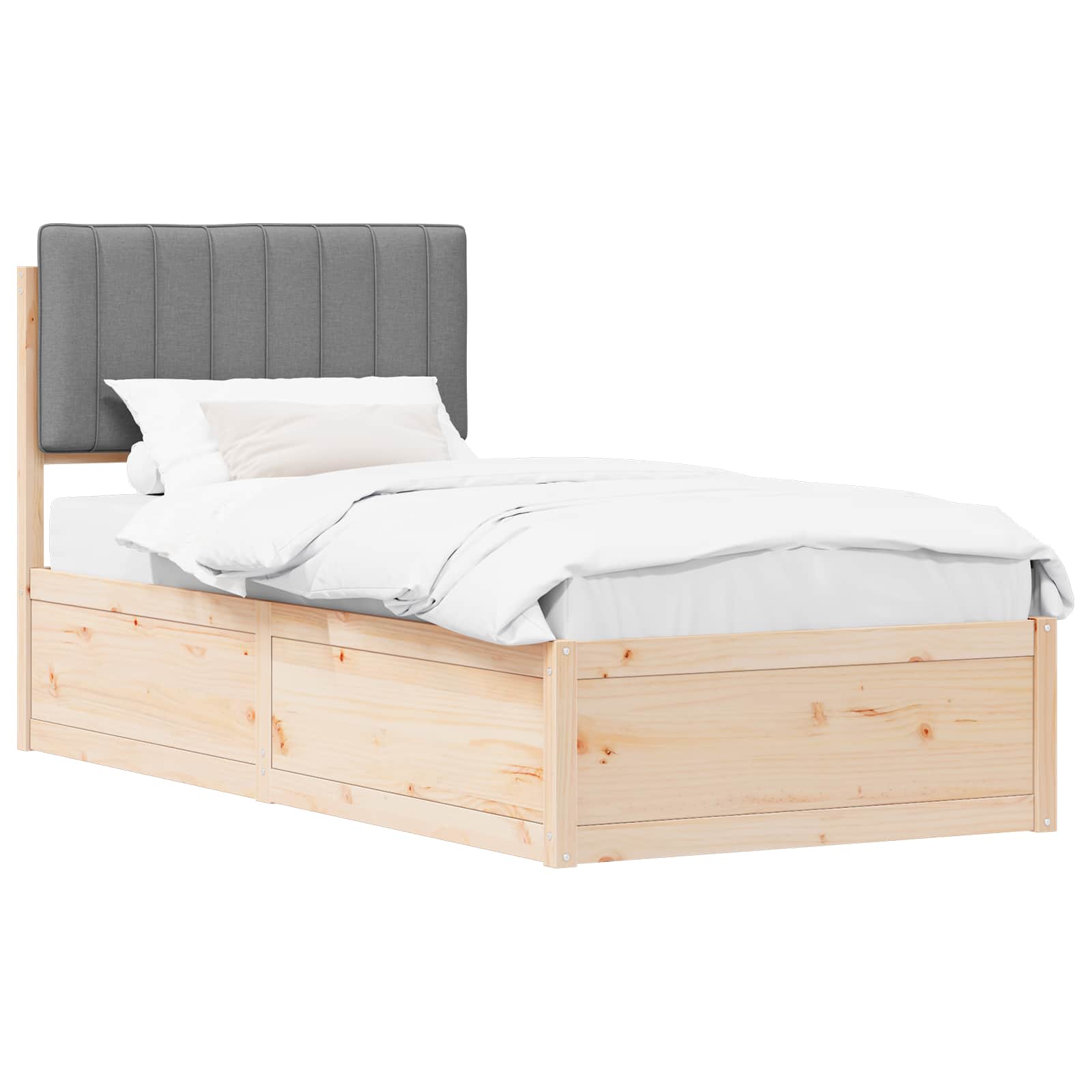 Bettgestell mit gepolstertem Kopfteil Hellgrau 90 x 200 cm