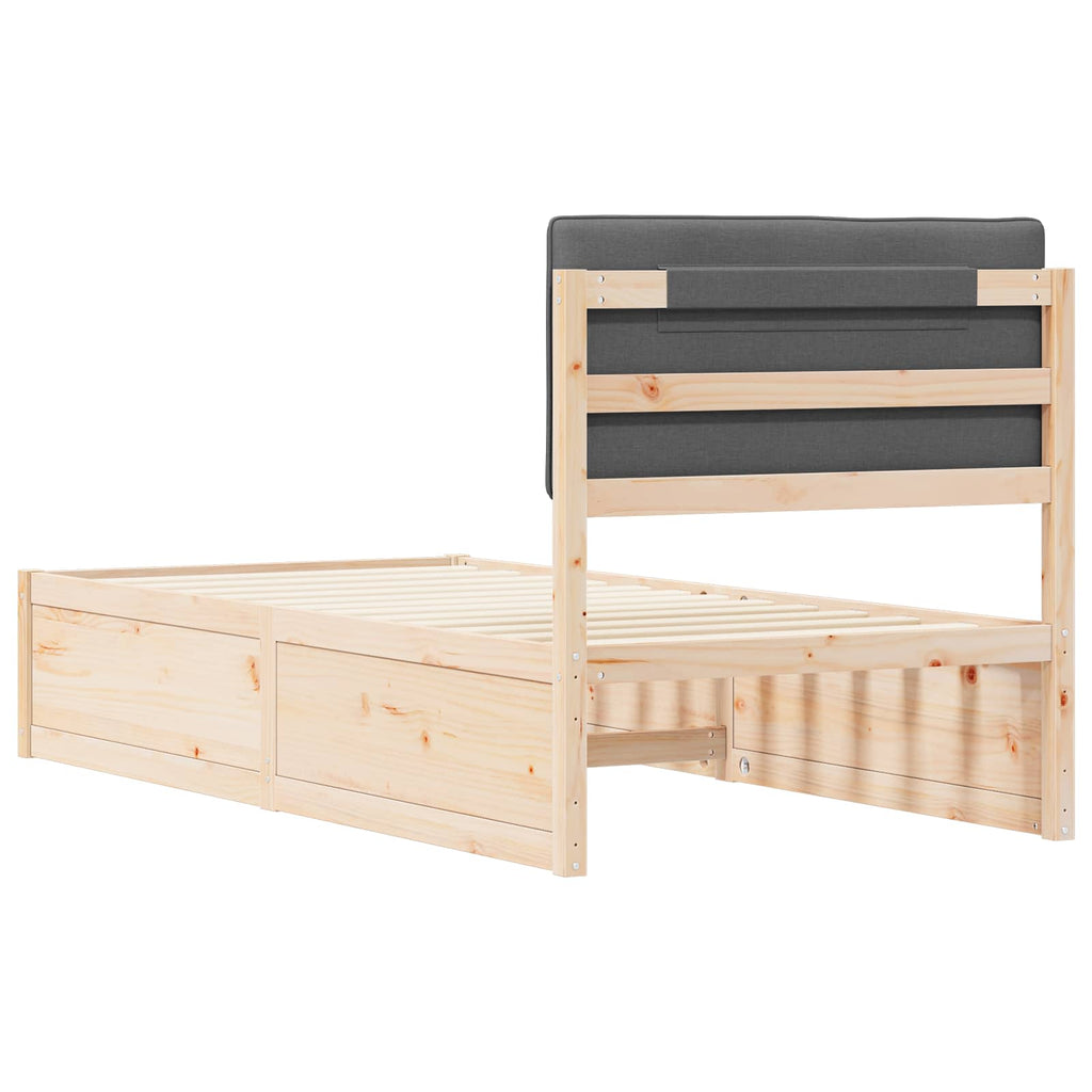 Bettgestell mit gepolstertem Kopfteil Dunkelgrau 90 x 200 cm