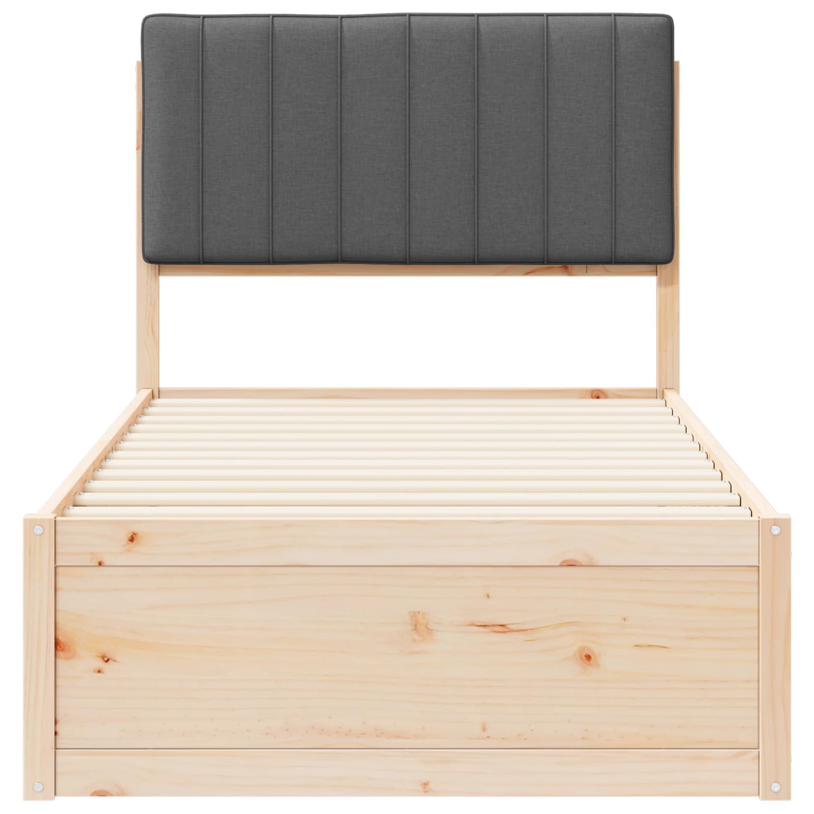 Bettgestell mit gepolstertem Kopfteil Dunkelgrau 90 x 200 cm