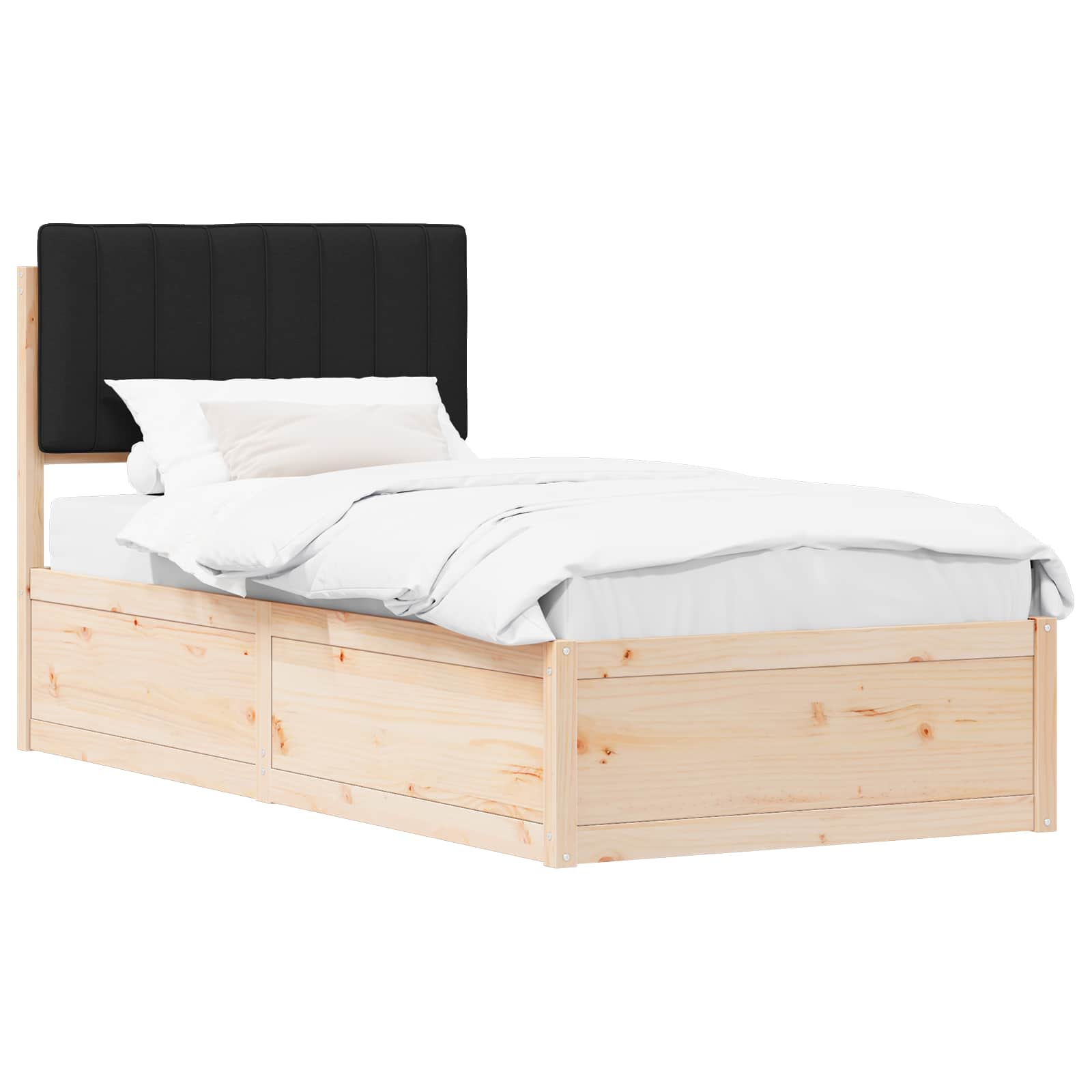 Bettgestell mit gepolstertem Kopfteil Schwarz 90 x 200 cm